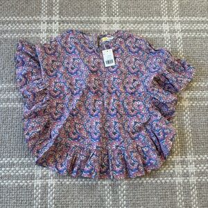 Mini Boden purple floral paisley ruffle top size 4/5